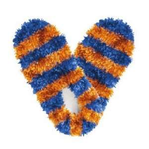  Fuzzy Footies Kids Blue & Orange Striped Slippers 