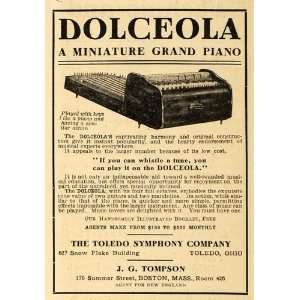  Ad Toledo Symphony Dolceola Miniature Grand Piano   Original Print Ad