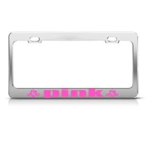  Pink Hibiscus Flower Flowers license plate frame Stainless 