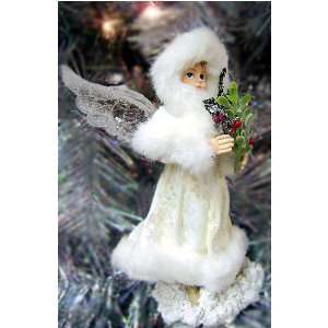  5.5 Winter White Angel Carrying Christmas Foliage 