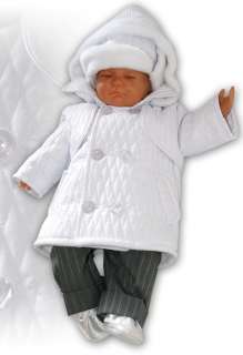Baby Boy white linen suit set waistcoat hat christening baptism gift 