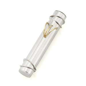   Silver Mezuzah Case with Wire Hebrew Letter ?Shin 