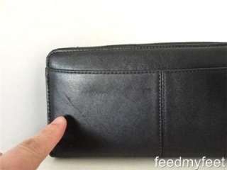   45822 Chelsea Black Leather Accordion Silver Zip Around Wallet  