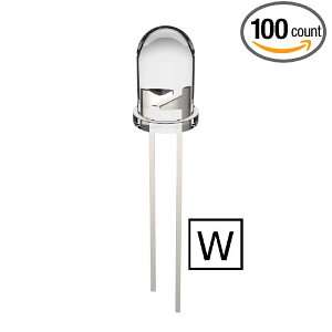 Joe Knows Electronics 5mm Clear White LED (100 Pack) HQ Series  