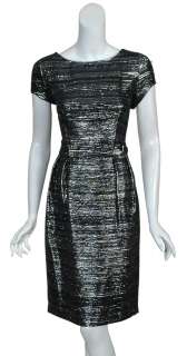 THEIA Shimmering Metallic Silver Cocktail Dress 4 NEW  