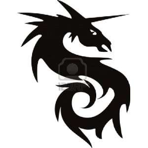  Tribal Dragon Decal Sticker 5 Inch Black 