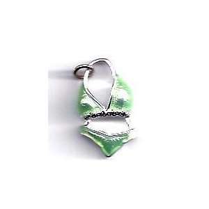  Jewelry Silver Plated & Enamel Charm Lime Green Bikini 
