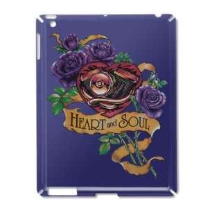 iPad 2 Case Royal Blue of Heart and Soul Roses and Motorcycle Engine