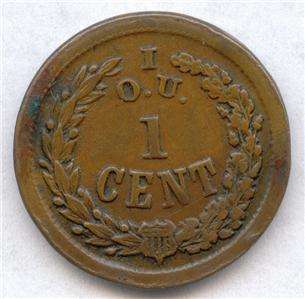 One Cent/ 13 Stars 1863 Patriotic Civil War Token CWT  