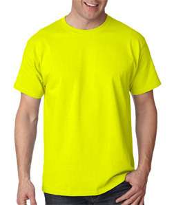 Hanes Tee Cotton Safety Green T Shirt 5250 S 2XL  