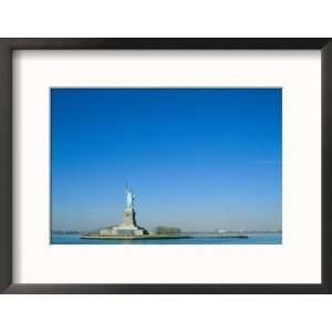 Frontal View of the Statue of Liberty and Ellis Island Framed 