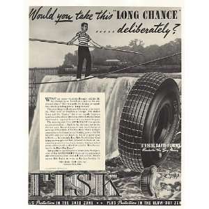  1937 Tightrope Walker Waterfall Fisk Tire Print Ad