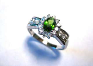 18K WGP Kate Middleton Engagement Ring / Green Emerald #8041 / Size 7 
