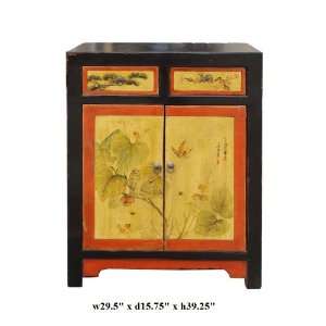  Chinese Black Red Yellow Butterflies Side Table Ass784 