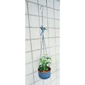 Brass Hanging Basket with Hummingbird 