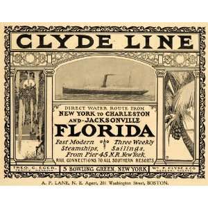  1899 Ad Florida William P Clyde Steamship Boat Yacht 
