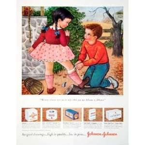   Cross First Aid Gauze Pad Jack Jill Nursery Rhyme   Original Print Ad