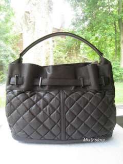 AUTH Burberry Purse Quilted Leather Enmore Hobo Bag  