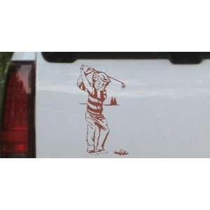 Golf Swing Sports Car Window Wall Laptop Decal Sticker    Brown 22in X 