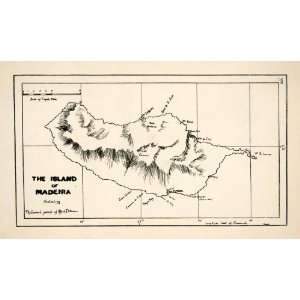 1924 Lithograph Map Island Madeira Portugal Archipelago 