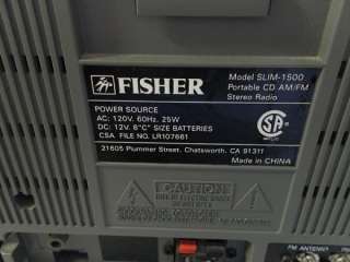 Fisher SLIM 1500 AM/FM Portable Radio CD Player Shelf System w/ Remote 