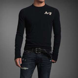 NEW ABERCROMBIE & FITCH AF MUSCLE SLIM FIT LONG SLEEVE NAVY T SHIRT 