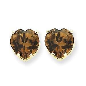  14k 8mm Heart Smokey Quartz Earrings West Coast Jewelry Jewelry