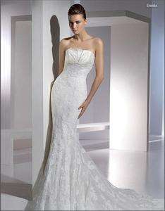   Lace Chapel Train Wedding Dress Bridal Gown Discount Custom made