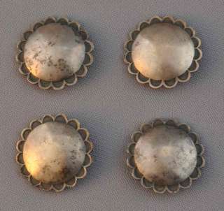 OLD NAVAJO SILVER CONCHO BUTTONS   4   ROUND   1 1/4  