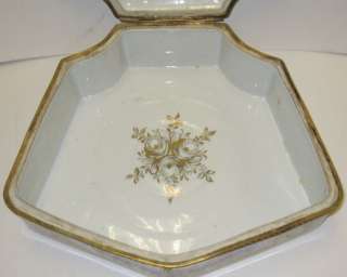 Large Antique Porcelain Dresser Jewelry Box Casket  