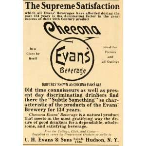 1920 Vintage Ad Checona Evans Beverage Ale Hudson NY   Original Print 