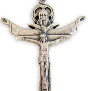 Jesus Crucifix Pectoral Cross W/Dove And God Halo  