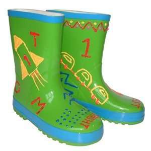 Kids Funky Paint Your Own Green Wellies (Medium)