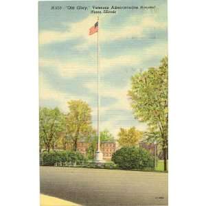   Postcard Flagpole   Veterans Administration Hospital   Hines Illinois
