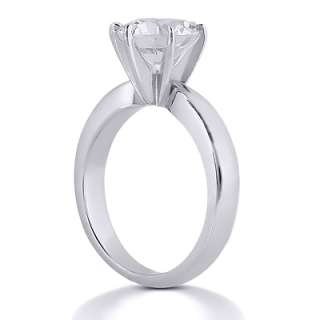SOLID 14K WHITE GOLD 6 PRONG ROUND SEMI MOUNT RING  