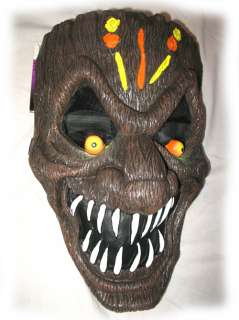   HALLOWEEN Party SCARY Dark Brown WARRIOR FACE MASK White Teeth  