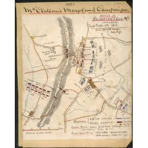  Civil War Map Battle of Cramptons Gap, Maryland  fought 