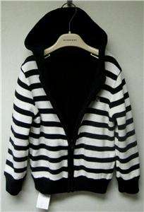   reversible hoodie zip up sweater navy and white boys size 3 nwt $ 155