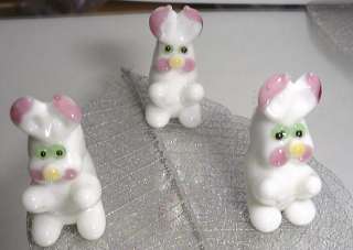 LAMPWORK BUNNY BEADS WHITE RABBITS GLASS BEADS EASTER  