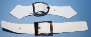 White/Off White Half Belt Buckle Faux Suede Pleather  