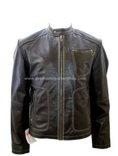 NWT Mens Retro Biker Leather Jacket Style M14  