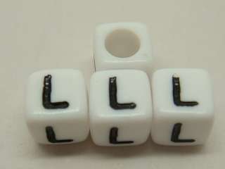 290 6mm white cube alphabet single letter beads A Z BSB  
