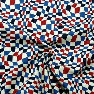 Benartex Cotton Fabric, Red, White & Blue Geometric Abstract FQs 