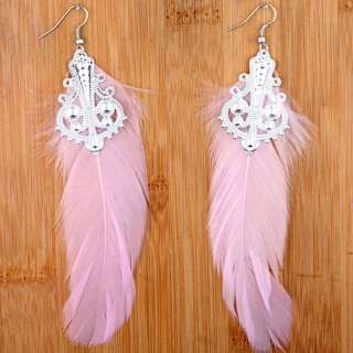 wholesale leaf tassel colorful feather dangle earring 6 pair fit 