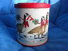   tin canister container christmas geese potpourri press made in