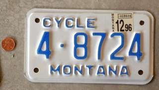 Blue and White Montana Motorcycle License Plate  