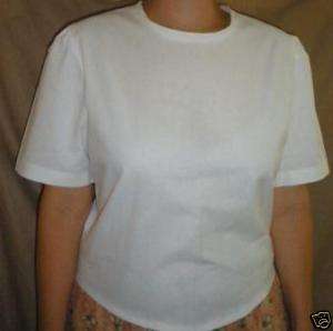 Ladies slip on cotton modest blouse white custom NEW  