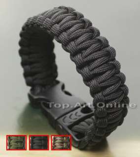   Paracord Survival Bracelet Wide Cord Strap Camping Military Whistle