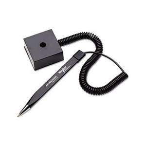 Wedgy Secure Ballpoint Stick Coil Pen with Square Base, Black Ink, Fin