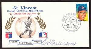 Ted Williams Autographed First Day Cover   Red Sox  
